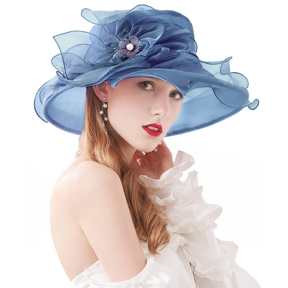 7225 Women’s Organza Church Tea Party Wedding Fascinator Hat Uv-anti Wide
